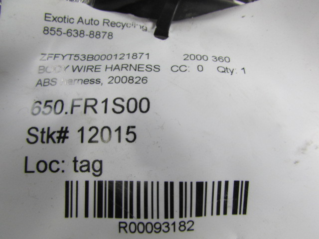 Ferrari 360, ABS Connecting Cables, Wiring Harness, Used, P/N 200826