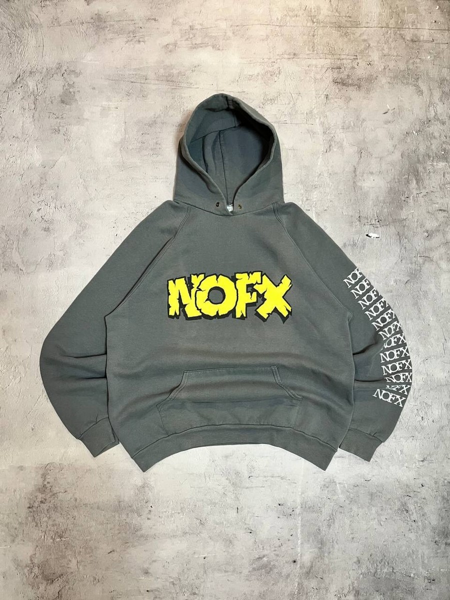NOFX 90s Vintage Monster Tour Hoodie Gray Punk Music Rare NOFX 90s Vintage Monster Tour Hoodie Gray Punk Music Rare
