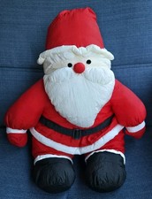 Vintage Puffy Santa Claus 17"  Parachute Fabric Christmas Stuffed Plush 1980s