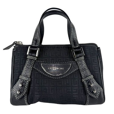 Echte GIVENCHY Handtasche schwarz Canvas/Leder/silberfarben - z9971