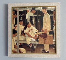 Norman Rockwell Print 1957 The Rookie Ted Williams Red Sox Framed Canvas 19”