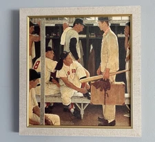 Norman Rockwell Print 1957 The Rookie Ted Williams Red Sox Framed Canvas 19”