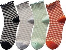 Women Ruffle Striped Frilly Socks, Cute socks,BreathableCotton Knit,Size 5-9 4