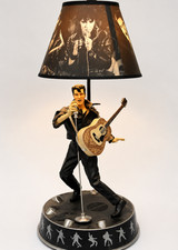 Elvis Presley Table Lamp Figurine Guitar Singer Lamp w Photo Shade Working VIDEO