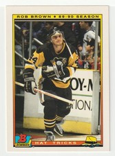 Rob Brown - Pittsburgh - Hat Trick (Hockey Card) 1990-91 Bowman # 3 - Mint