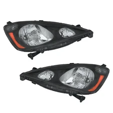 For 2009-2014 Honda FIT Black Housing Halogen Headlight Headlamp Left&Right Side