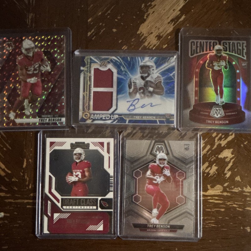 Panini 2024 Trey Benson rookie lot (5) Mosaic/Select auto patch Center Stage