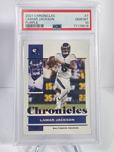Panini 2021 Chronicles Lamar Jackson Purple #7 /49 PSA 10 Ravens