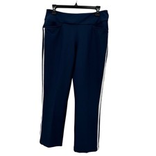 Adidas Navy Straight Leg Side Stripe Athletic Pants // M