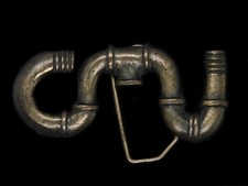 UD07128 VINTAGE 1970s  PLUMBING PIPE  BRASSTONE BELT BUCKLE