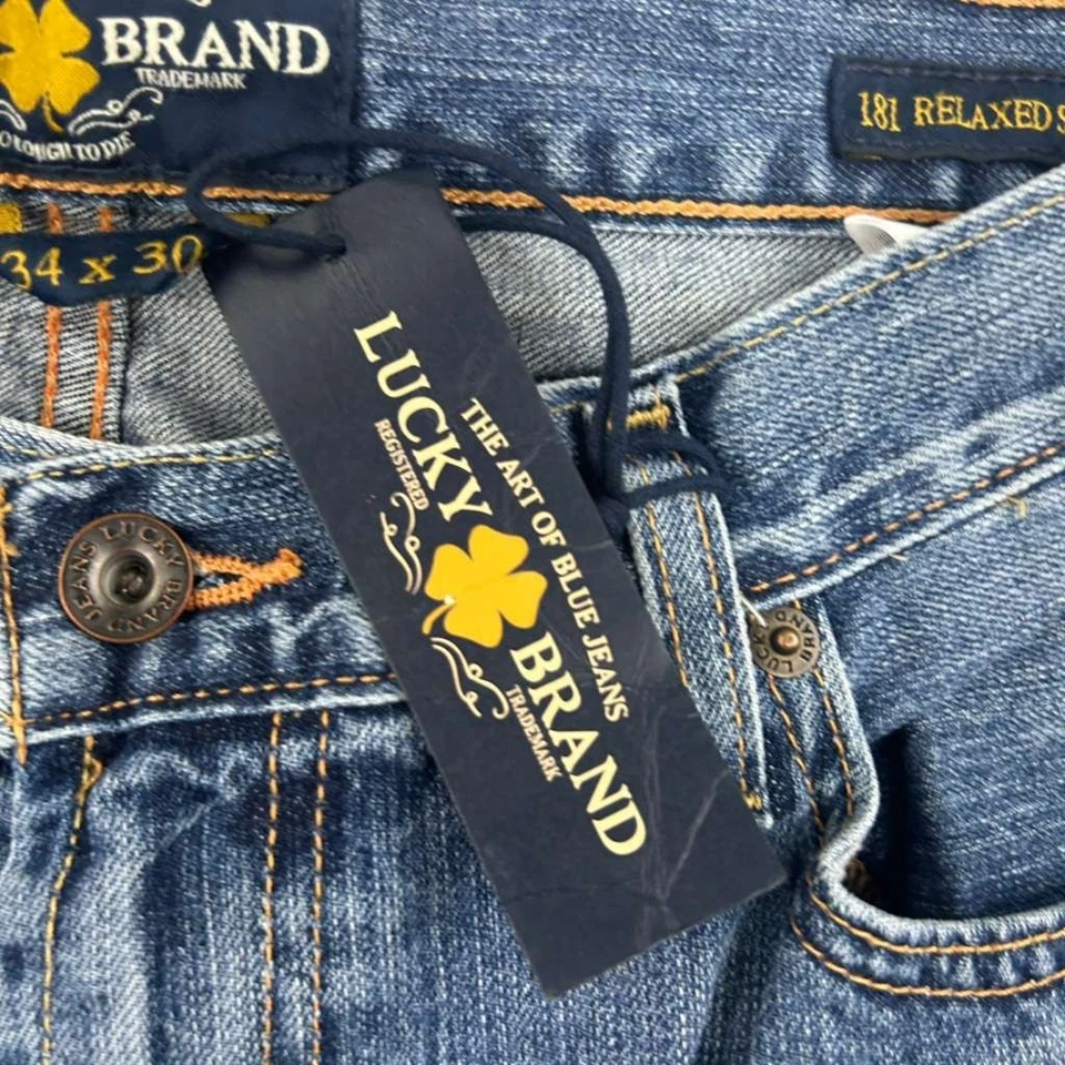 Lucky Brand Jeans Mens 34X30 Regular Blue Denim 181 Relaxed Straight Leg NWT - Image 3 of 4