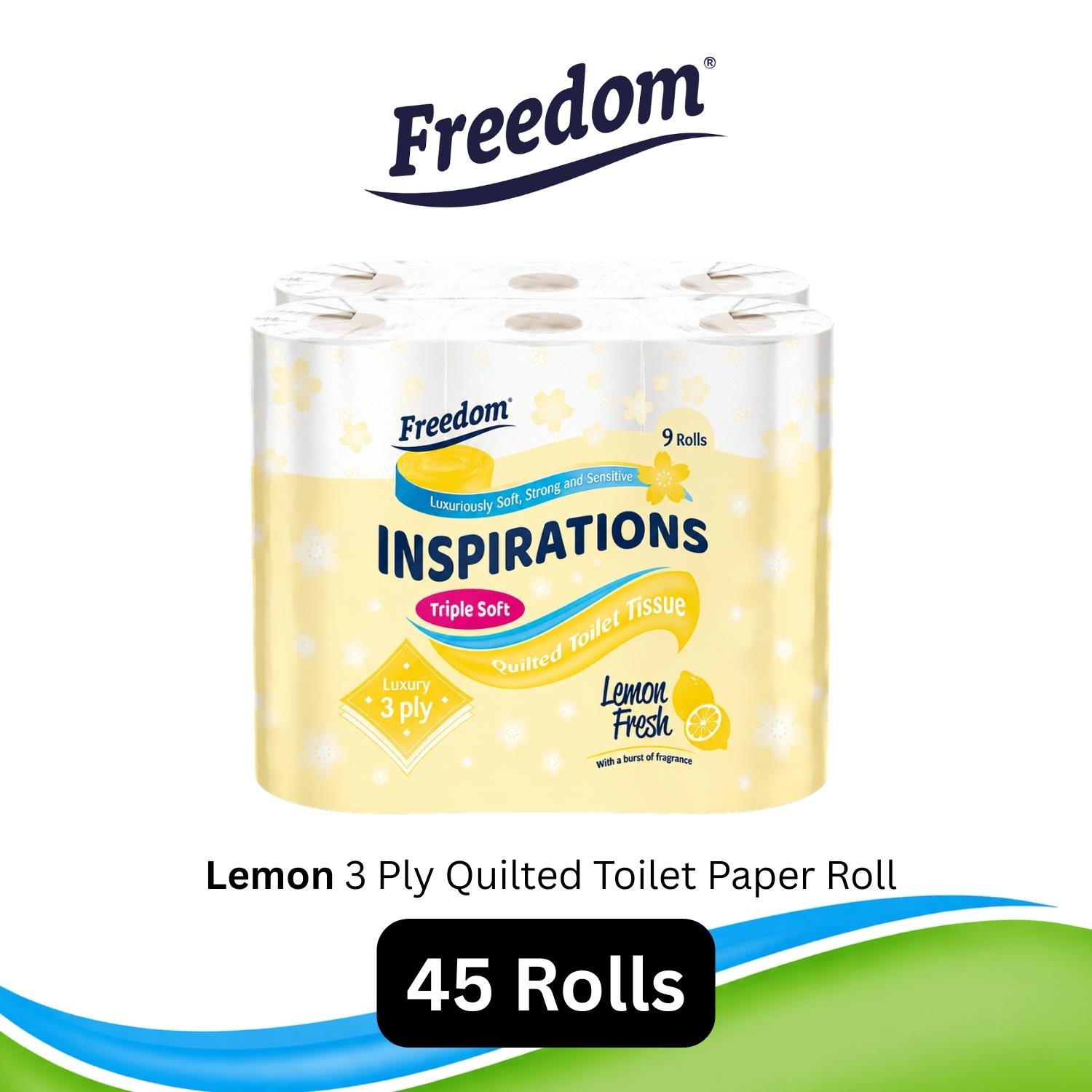 Freedom Quilted Lemon Toilet Paper 45 Rolls 3 Ply - Image 2