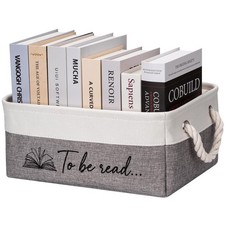 Book Storage Basket TBR Book Lover Gifts to Be Read Organizer Bin with Handle...