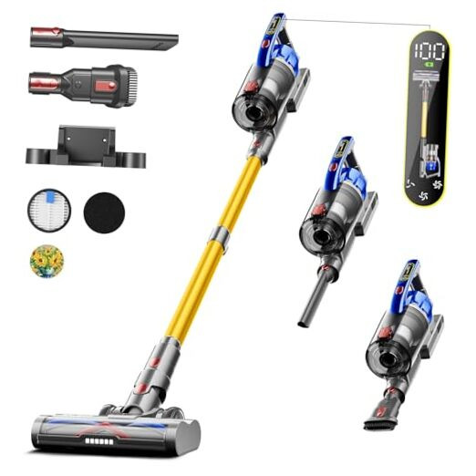 Cordless Vacuum Cleaner, 45Kpa 550W Vacuum Cleaners for Home, Max 60Mins