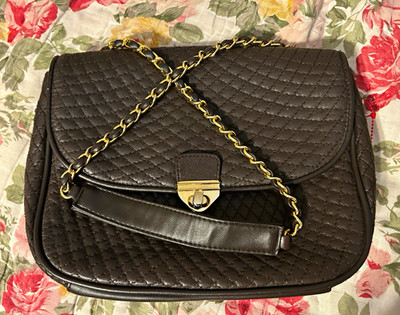 Giani Bernini Quilted Flap Shoulder Bag Gold Chain Strap Turn Lock
