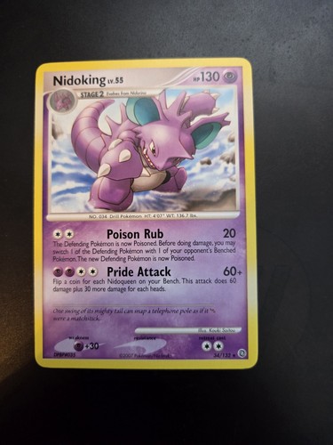 Pokémon Nidoking Secret Wonders Rare Regular Stage 2 Card 34/132 130 HP 2007