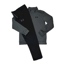 Under Armour Youth Large Gray Fleece 1/4 Zip Black Brawler Pants Outfit