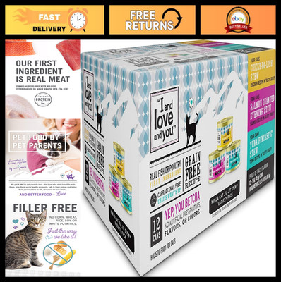 Grain-Free Wet Cat Food Variety Pack - Chicken, Salmon, Tuna, 12 Cans, 3oz Each