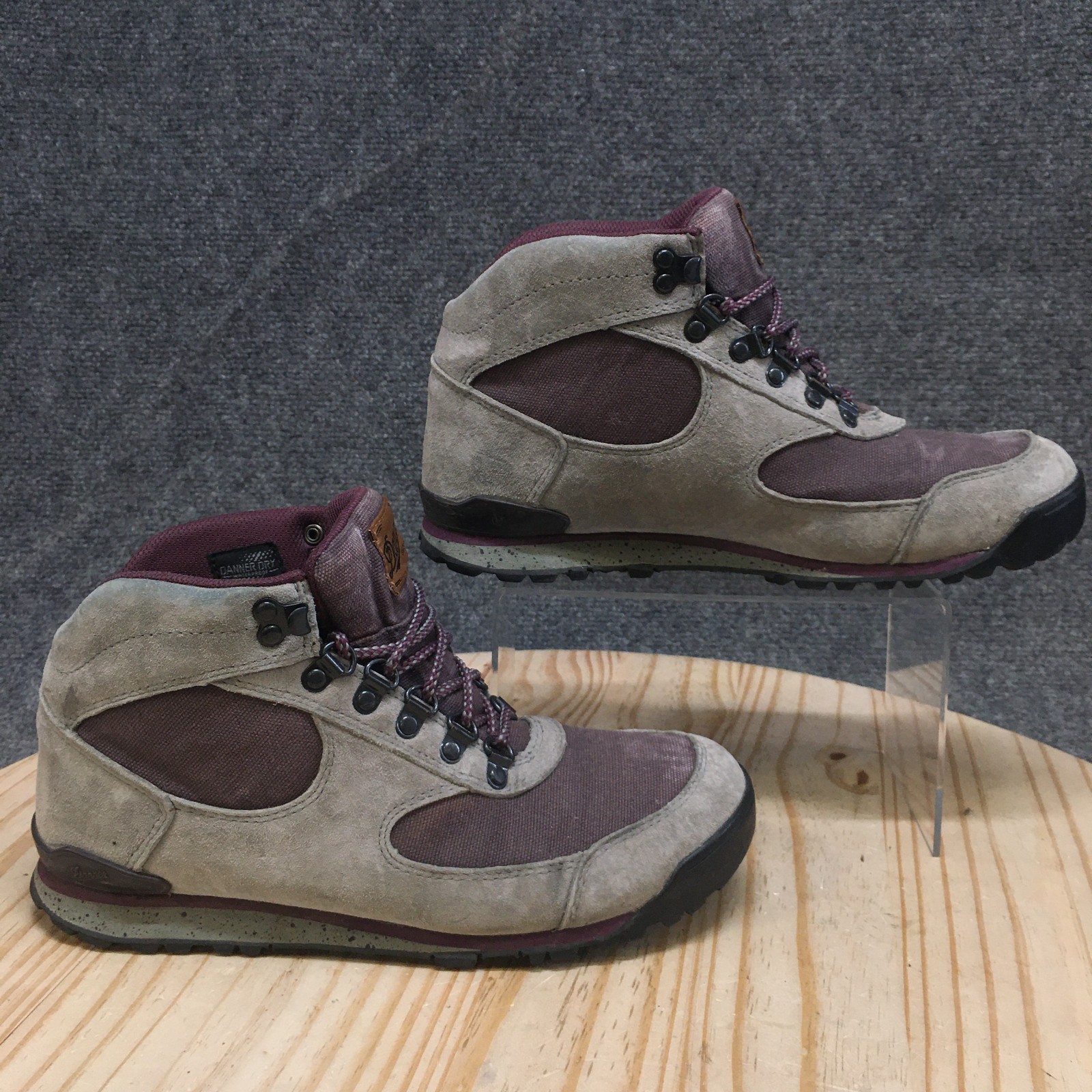 Danner Hiking Boots Womens 8.5 Gray Burgundy Suede Trail Outdoor Jag Dusty-image