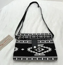 Canyon Sky Southwestern Crossbody Bag Black White Tribal Aztec NWT Adjustable
