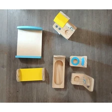 PlanToys Neo Dollhouse Furniture Lo Bathroom Bedroom Kitchen Pieces Wood 