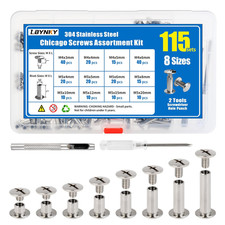 115 Sets Chicago Screws Kit for Leather Crafts, 304 Stainless Steel Binding Scre
