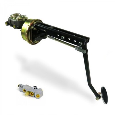 Universal 7 Single Power Brake Pedal Kit VT ADJ Disc/Disc Small Chrome Oval Pad