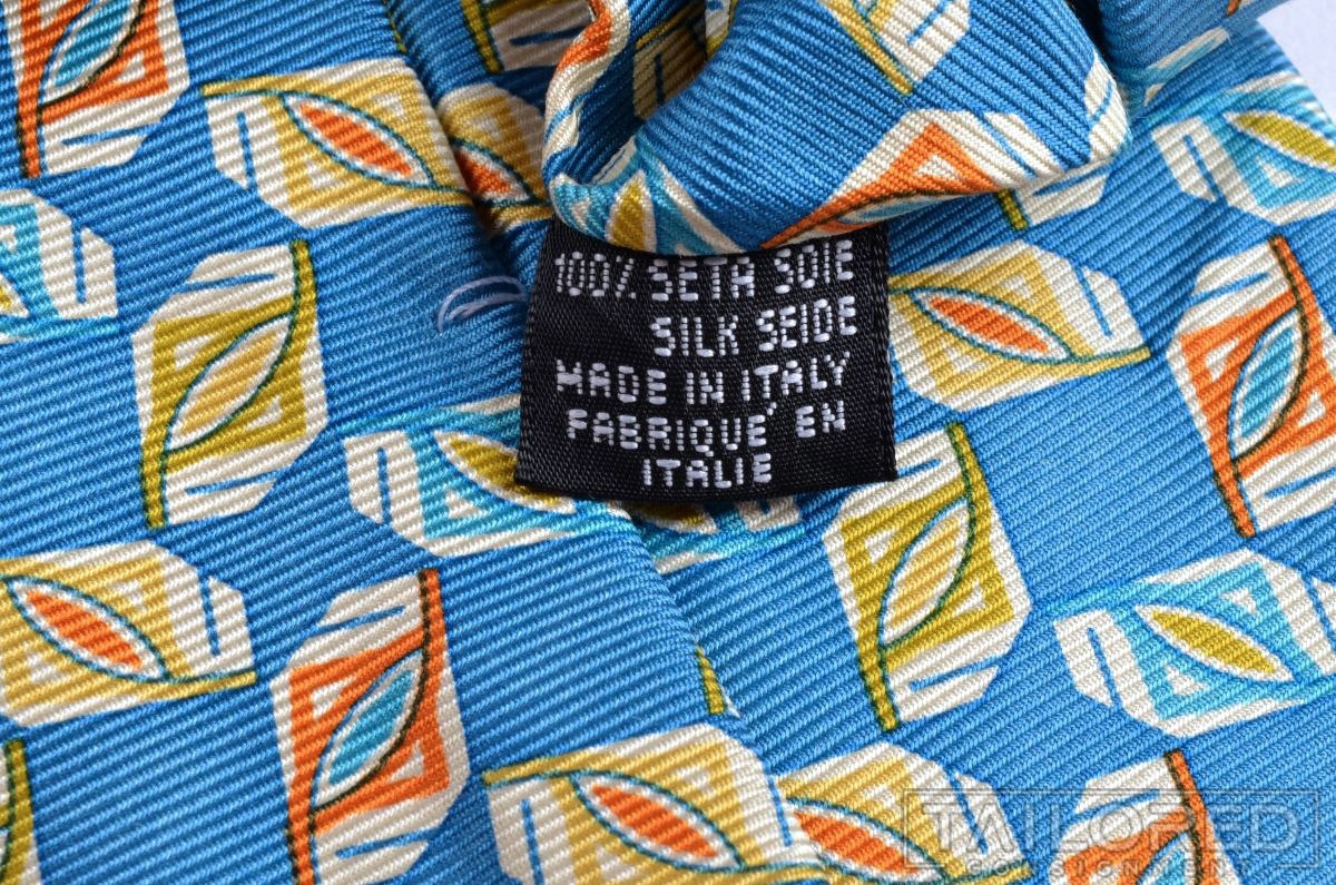 S Pattern Geometry FENDI Vintage VTG Bright Blue Geometric FF LOGO 100% Silk Luxury Tie ...