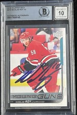 NICOLAS ROY SIGNED 2018 UD YOUNG GUNS RC #244 BAS AUTOGRAPH GRADE 10 BECKETT