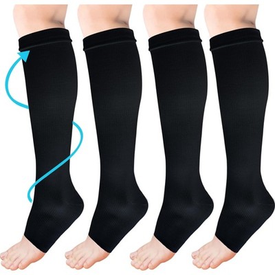 Medizinische Kompressionssocken, 2 Paar 15-20 Mmhg, Offene , Schwarz