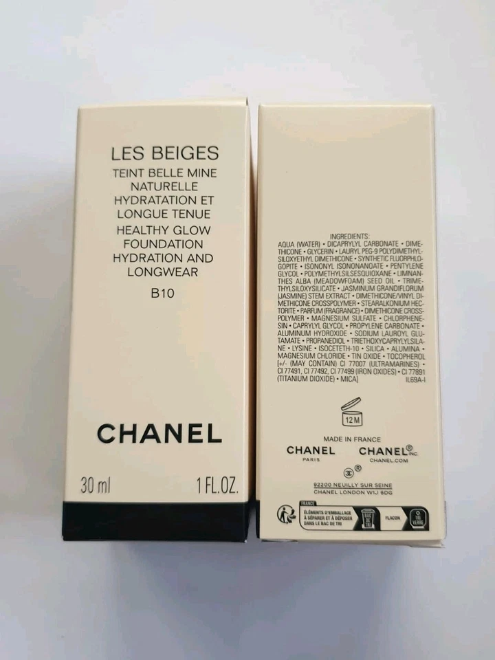 2x CHANEL LES BEIGES Healthy Glow Foundation Hydration B10 Neu/Ovp 2x 30ml - Bild 2 von 4