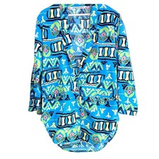 Giacca Emmanuelle donna vintage anni 80 blu design astratto taglia M cotone