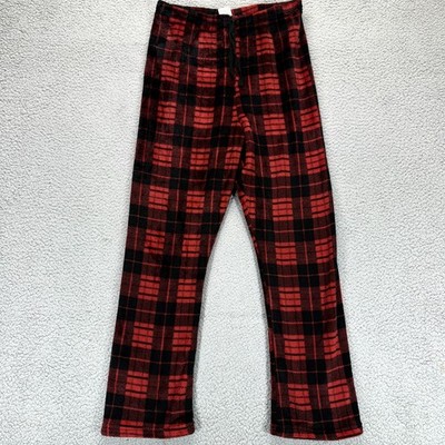 Unbranded Mens Plaid Lounge Pants Red Black Fleece Pajama Bottoms Size L