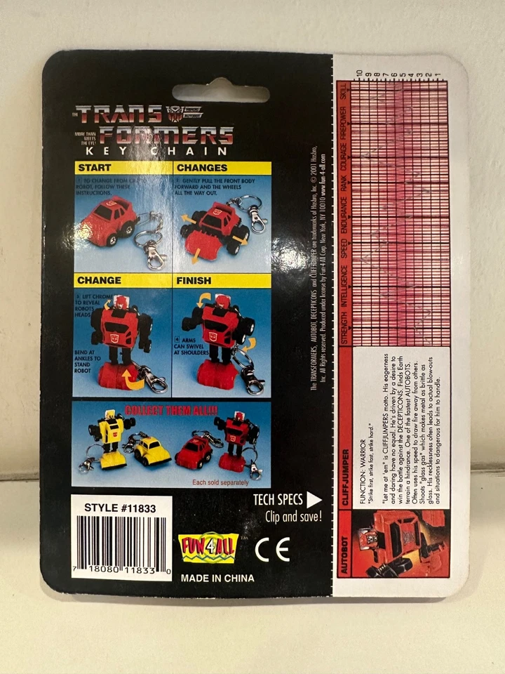 G1 Hasbro Transformers 2001 Cliffjumper Keychain MOSC Sealed New - Image 2 of 4