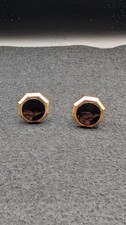 Vintage Hickok Cufflinks Gold Tone Black Hept...