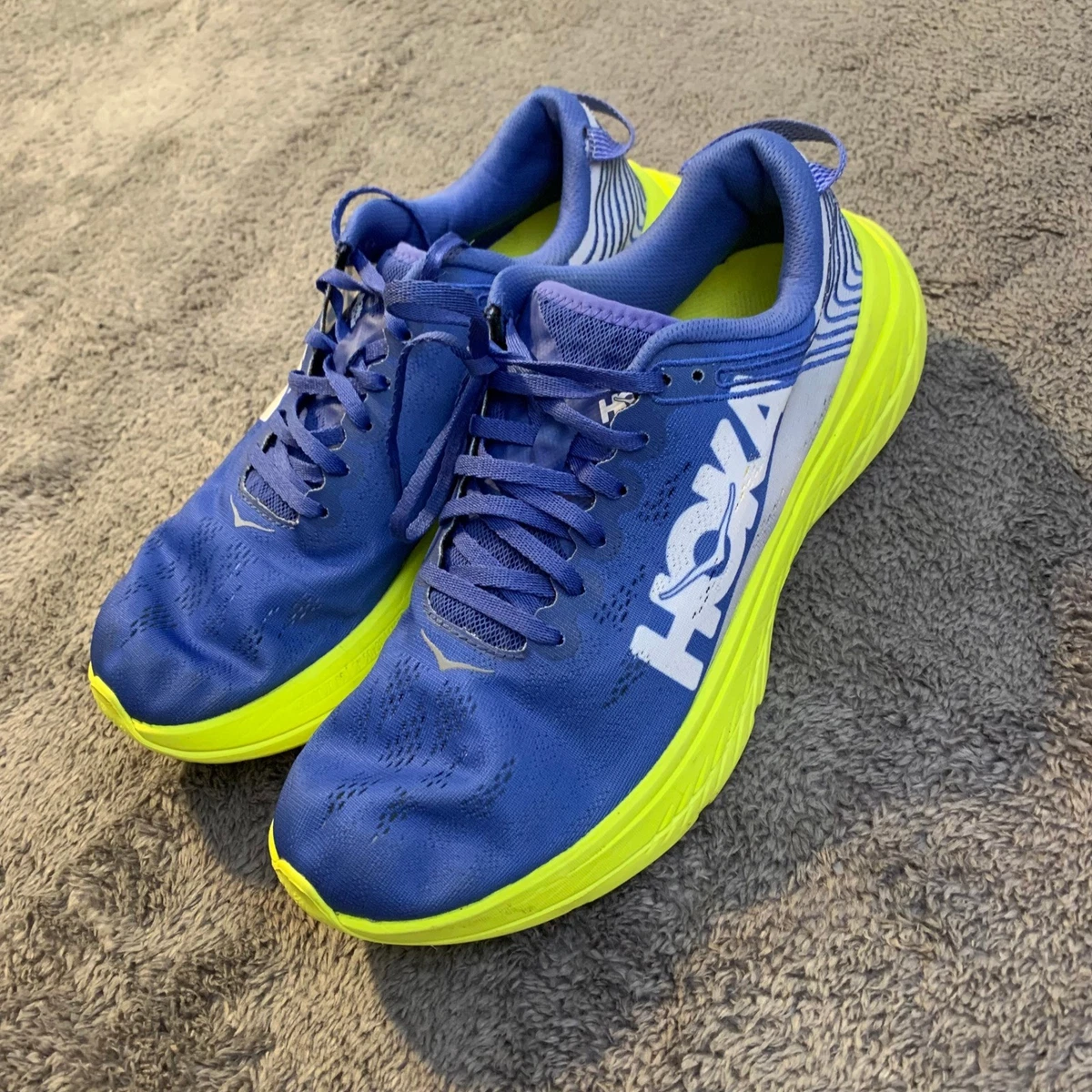 Hoka One One Carbon X Mens Running Shoes Blue Neon Yellow Size 9.5 Men main image 4