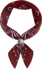 Western Bandana Scarf with Vintage Coin Buckle, Paisley Pattern Neck Scarf for M