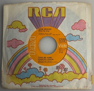 JOHN DENVER with Fat City / Take Me Home, Country Roads / 1971 45rpm / NM