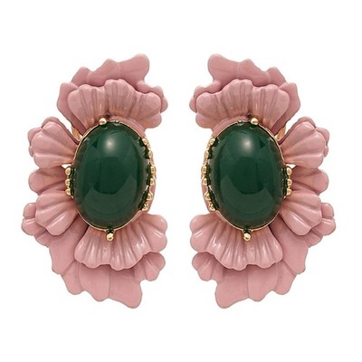 Elegant Oval Petal Shaped Studs Earrings Comfortable For Fashion Lovers