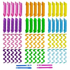 60pcs Heatless Hair Curlers Spiral and Wave Styling Kit 2 Styles No Heat Curl...