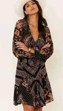 NWT Free People Seven Wonders Longsleeve Dress Back Cut Out Mini Size Large