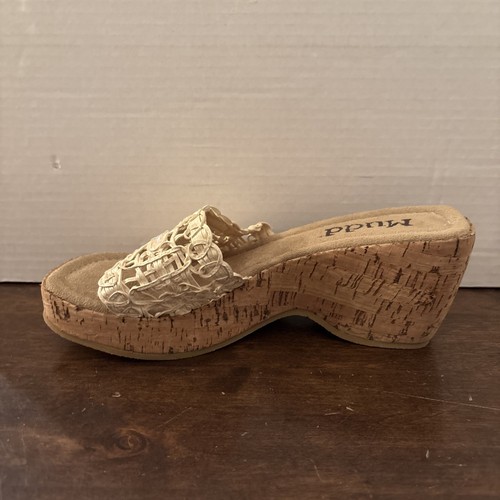 Mudd Brand Cork Platform Wedge Chunky Sandals Womens Size 8 M Vintage Light Pink - Picture 8 of 10