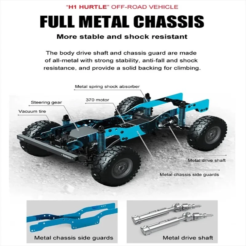 JJRC Q121 Hummer H1 1:12 4WD RC Crawler Truck Car 2.4GHz LED Lights IPX4 RTF - Image 4 of 4