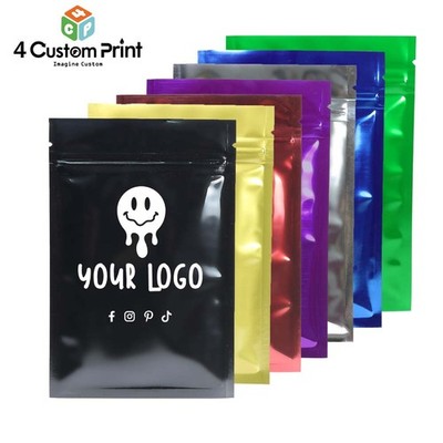 Shiny Gloss Foil Pouches Custom Logo Printed Flat Mylar Packaging Free Design