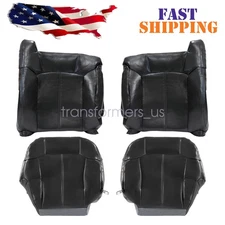 Front Leather Seat Cover Dark Gray For 99-02 Chevy Silverado GMC Sierra #122
