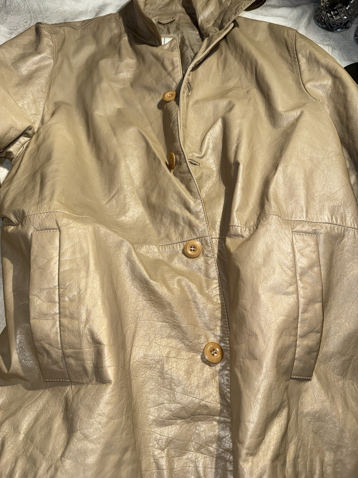 Rare Zara Mens Tan Vintage 100percent Leather Jacket, SIZE MEDIUM! Tag XL is wrong! image 9