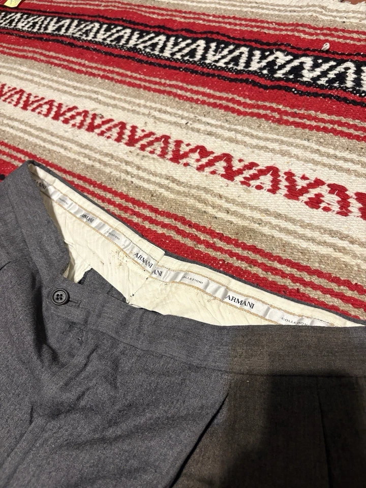 Armani Collezioni 32 x 32 серо-коричневый серый сужающийся тонкий мужской шерсти платье брюки - Изображение 2 из 4