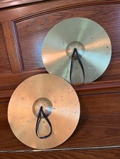 PAIR OF 8" CYMBALS WITH LEATHER HANDLES