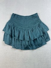 Entro Skirt Tiered Ruffles Smocked Waist Emerald Green Size M