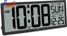 14.5'' Large Digital Wall Clock Battery Operated with Jumbo Numbers Temperature